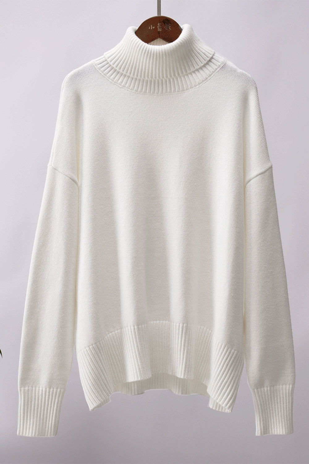 Turtle Neck Dropped Shoulder Sweater - The Boutie Shop