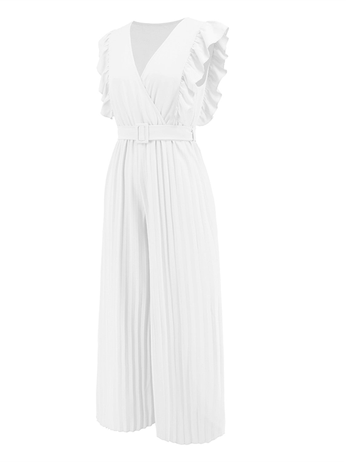 Ruffled Surplice Cap Sleeve Jumpsuit - The Boutie Shop
