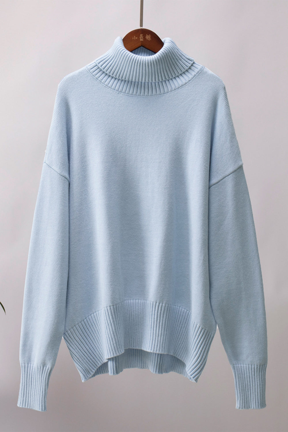 Turtle Neck Dropped Shoulder Sweater - The Boutie Shop