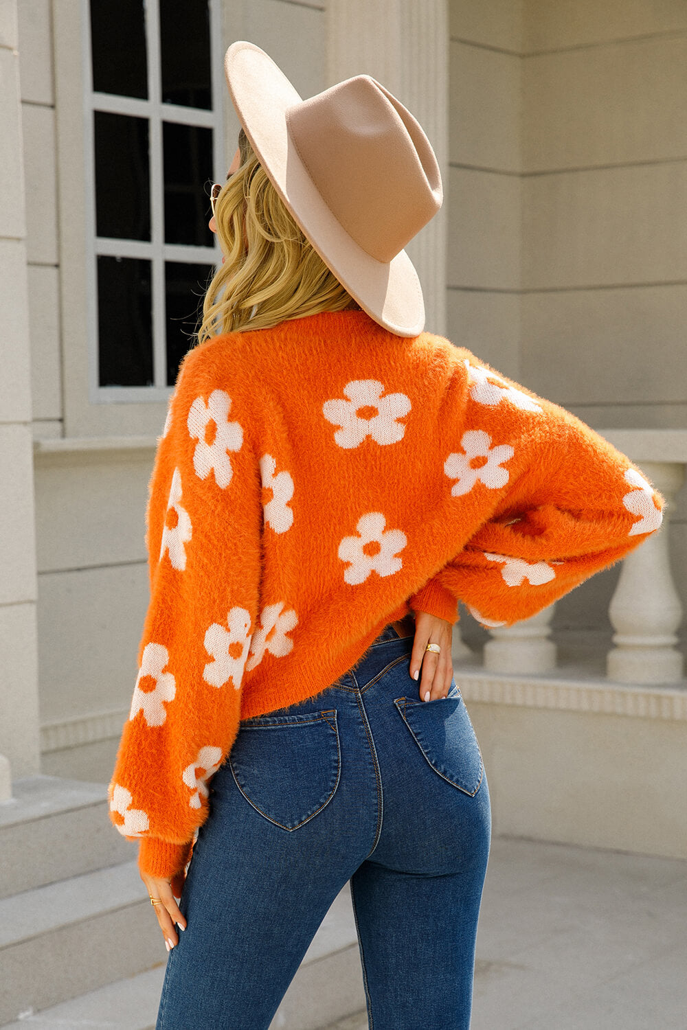 Angel Wings Floral Open Front Fuzzy Cardigan - The Boutie Shop