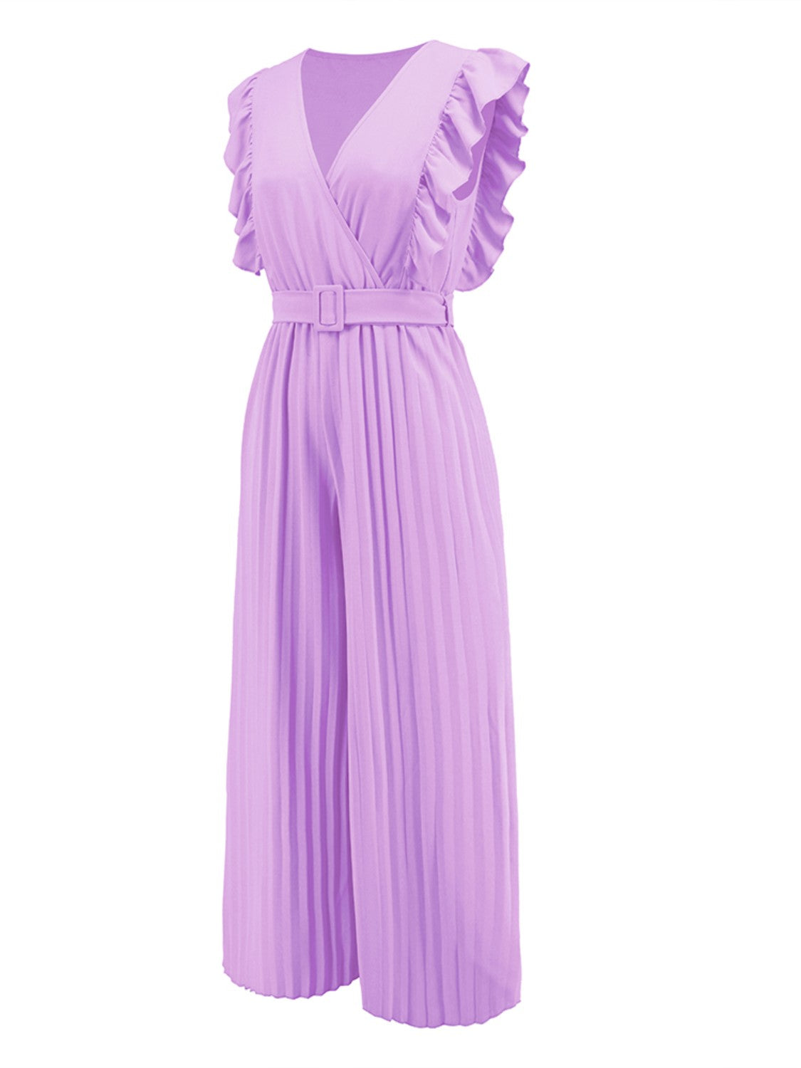 Ruffled Surplice Cap Sleeve Jumpsuit - The Boutie Shop