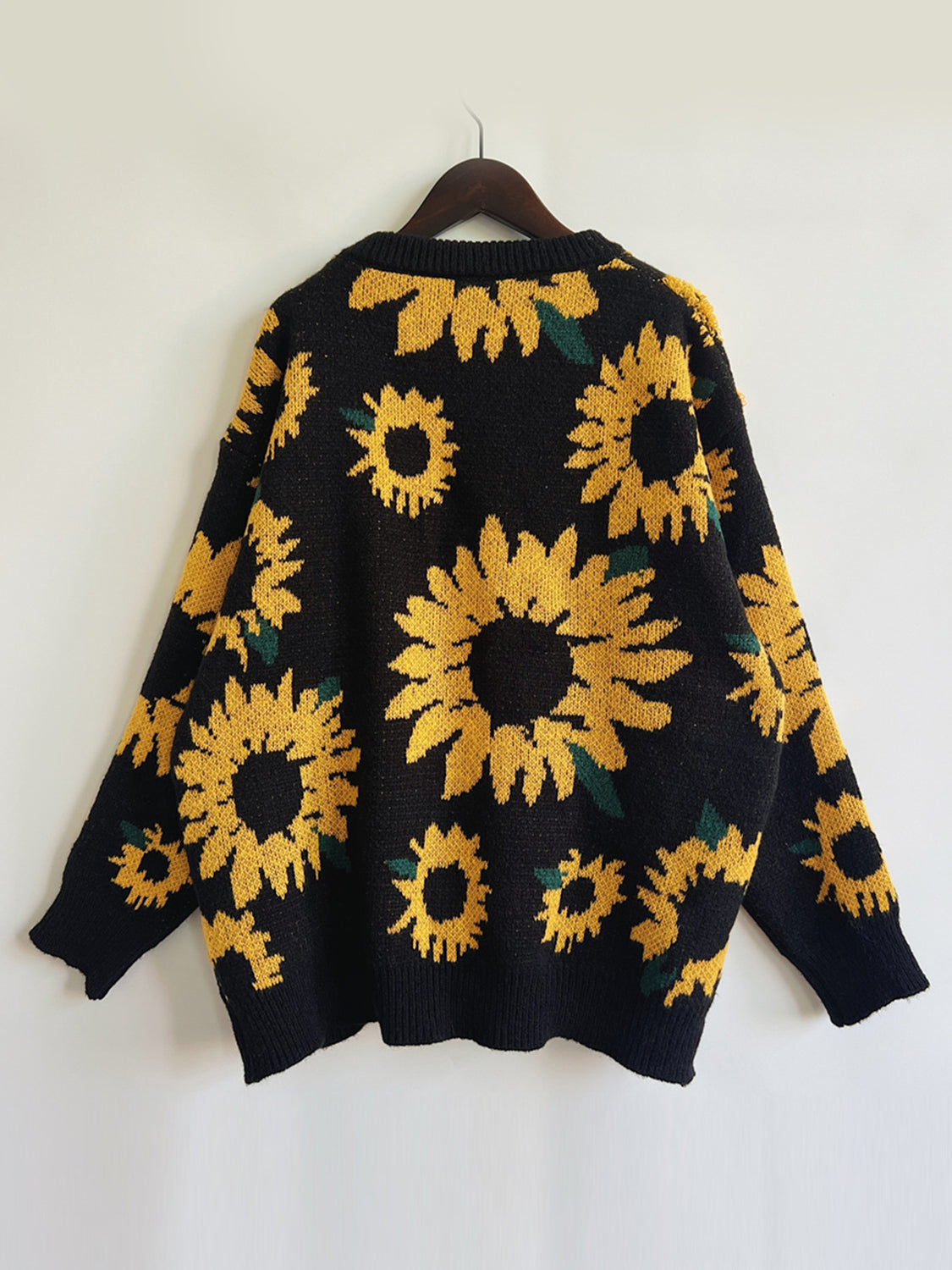 Sunflower Dropped Shoulder Long Sleeve Sweater - The Boutie Shop