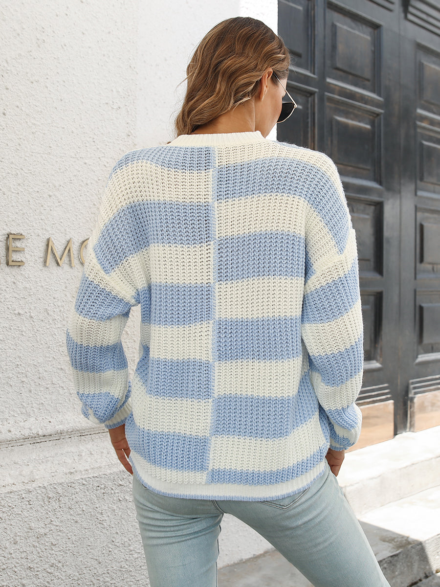 Two-Tone Dropped Shoulder Sweater - The Boutie Shop