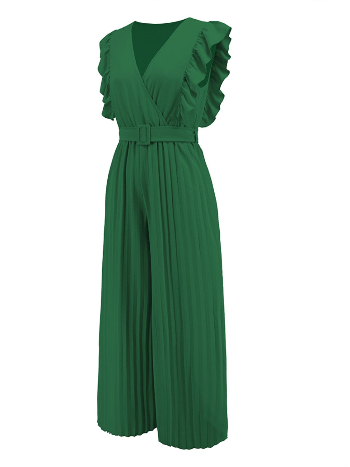 Ruffled Surplice Cap Sleeve Jumpsuit - The Boutie Shop