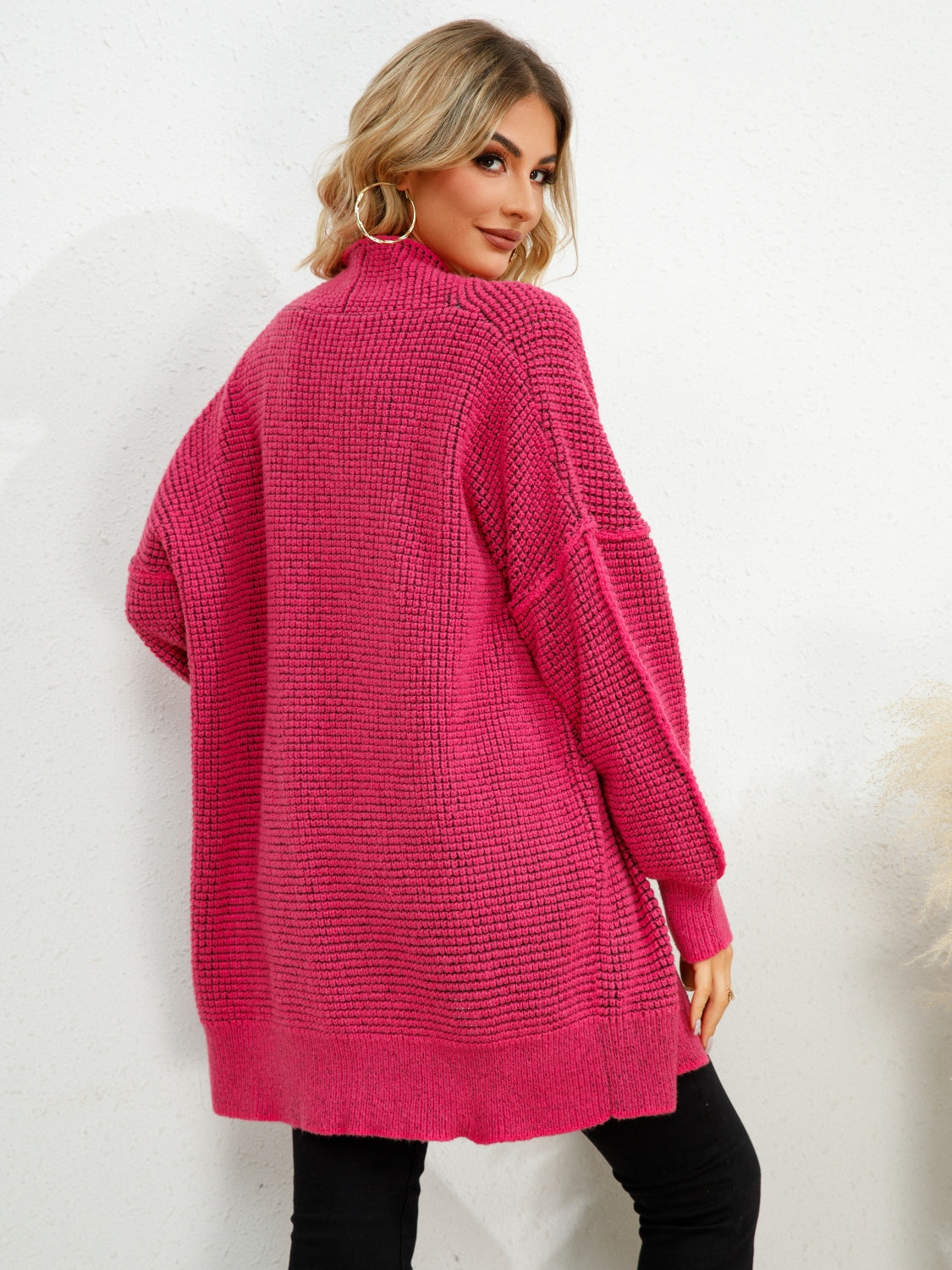 Open Front Dropped Shoulder Cardigan - The Boutie Shop
