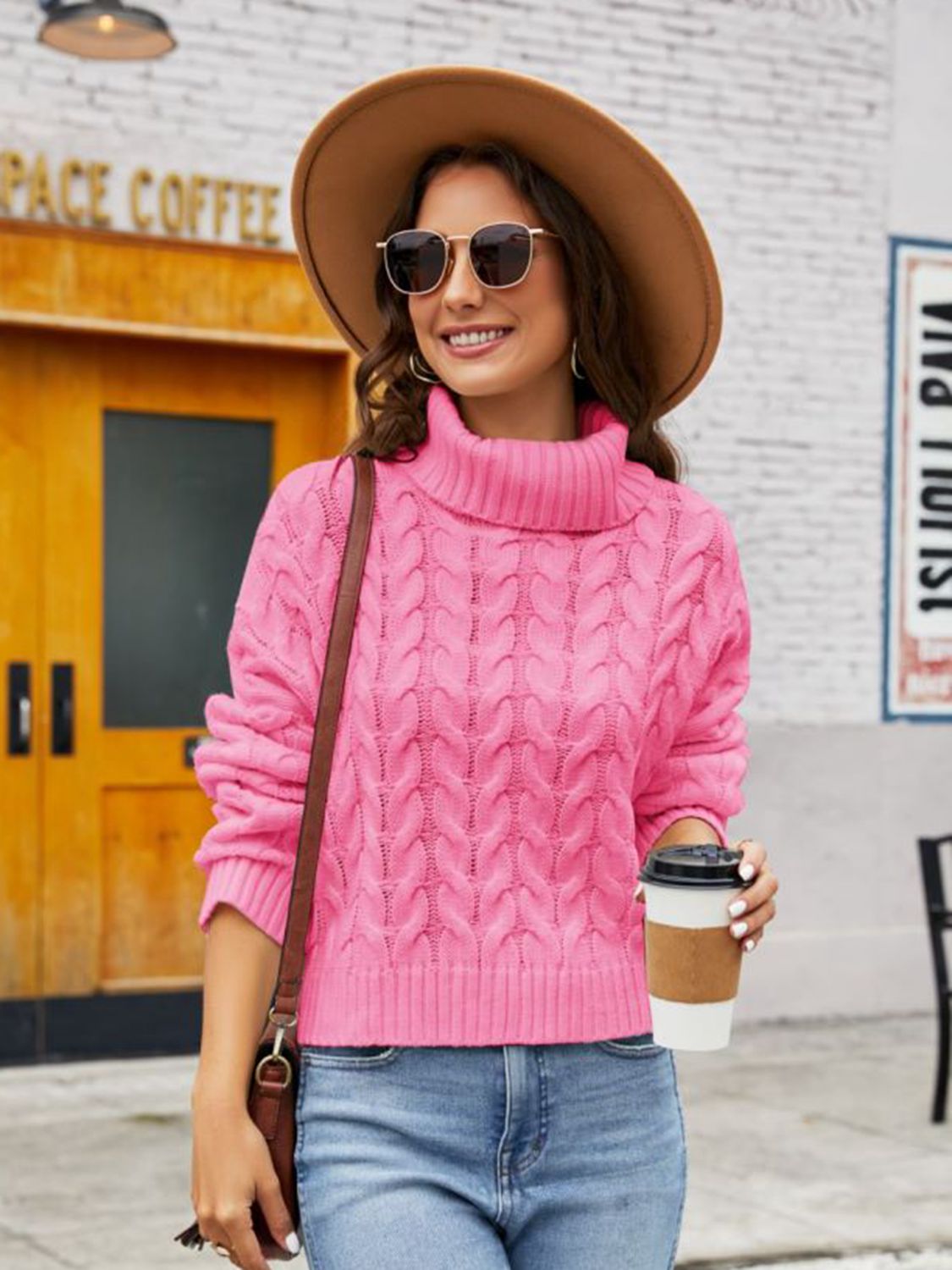 Turtle Neck Cable-Knit Sweater - The Boutie Shop