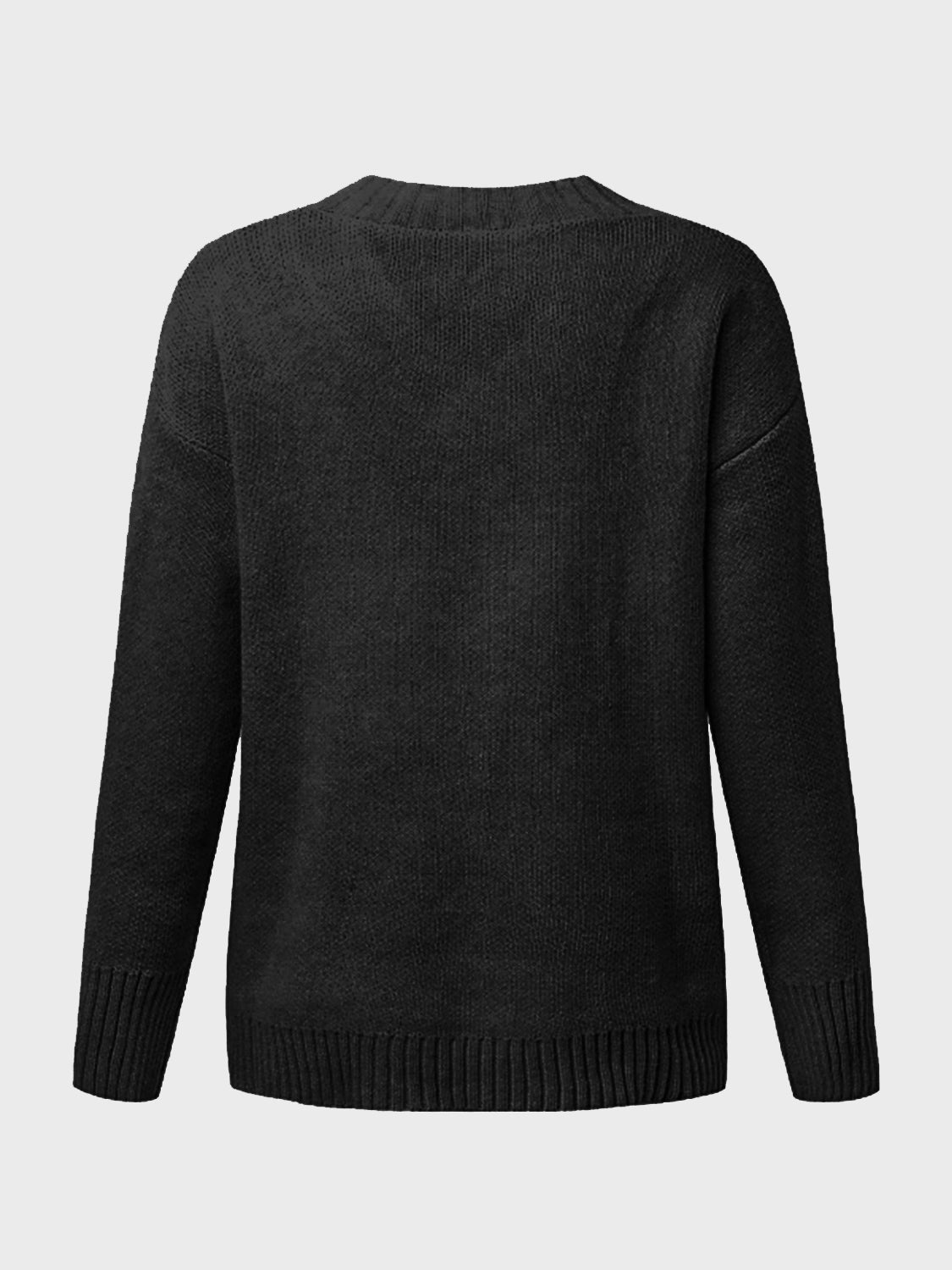 V-Neck Long Sleeve Knit Top - The Boutie Shop