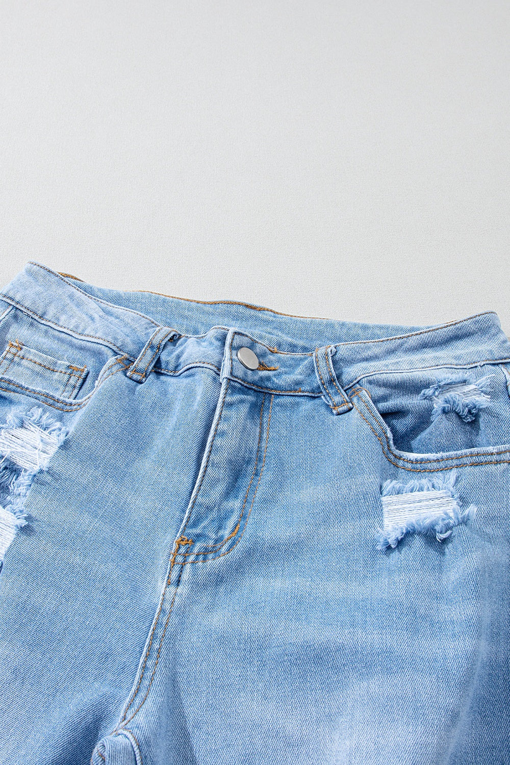 Distressed Raw Hem Jeans with Pockets - The Boutie Shop