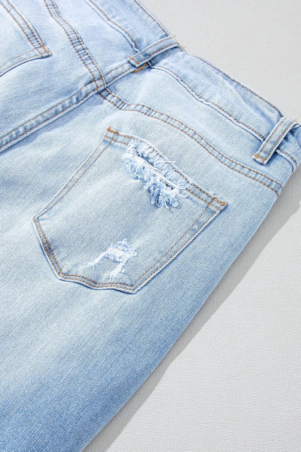 Distressed Raw Hem Jeans with Pockets - The Boutie Shop