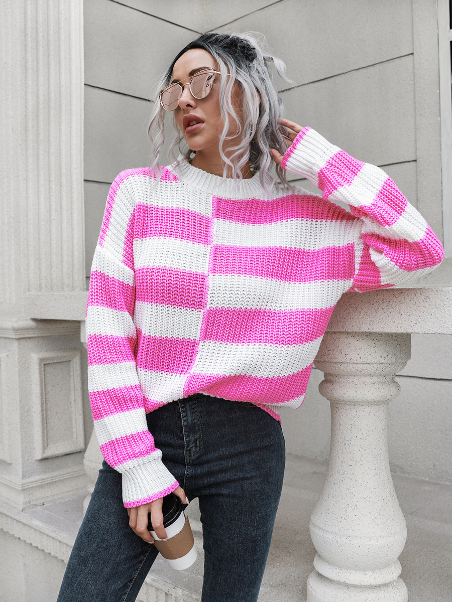 Two-Tone Dropped Shoulder Sweater - The Boutie Shop
