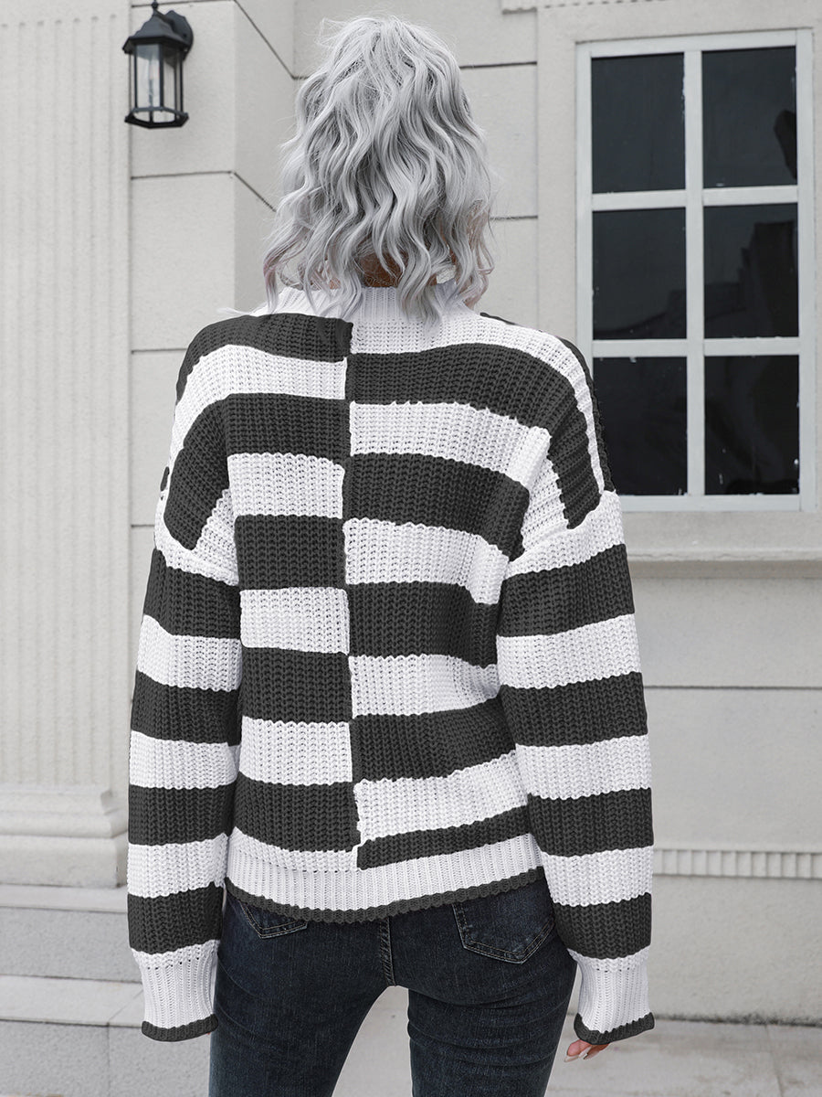 Two-Tone Dropped Shoulder Sweater - The Boutie Shop