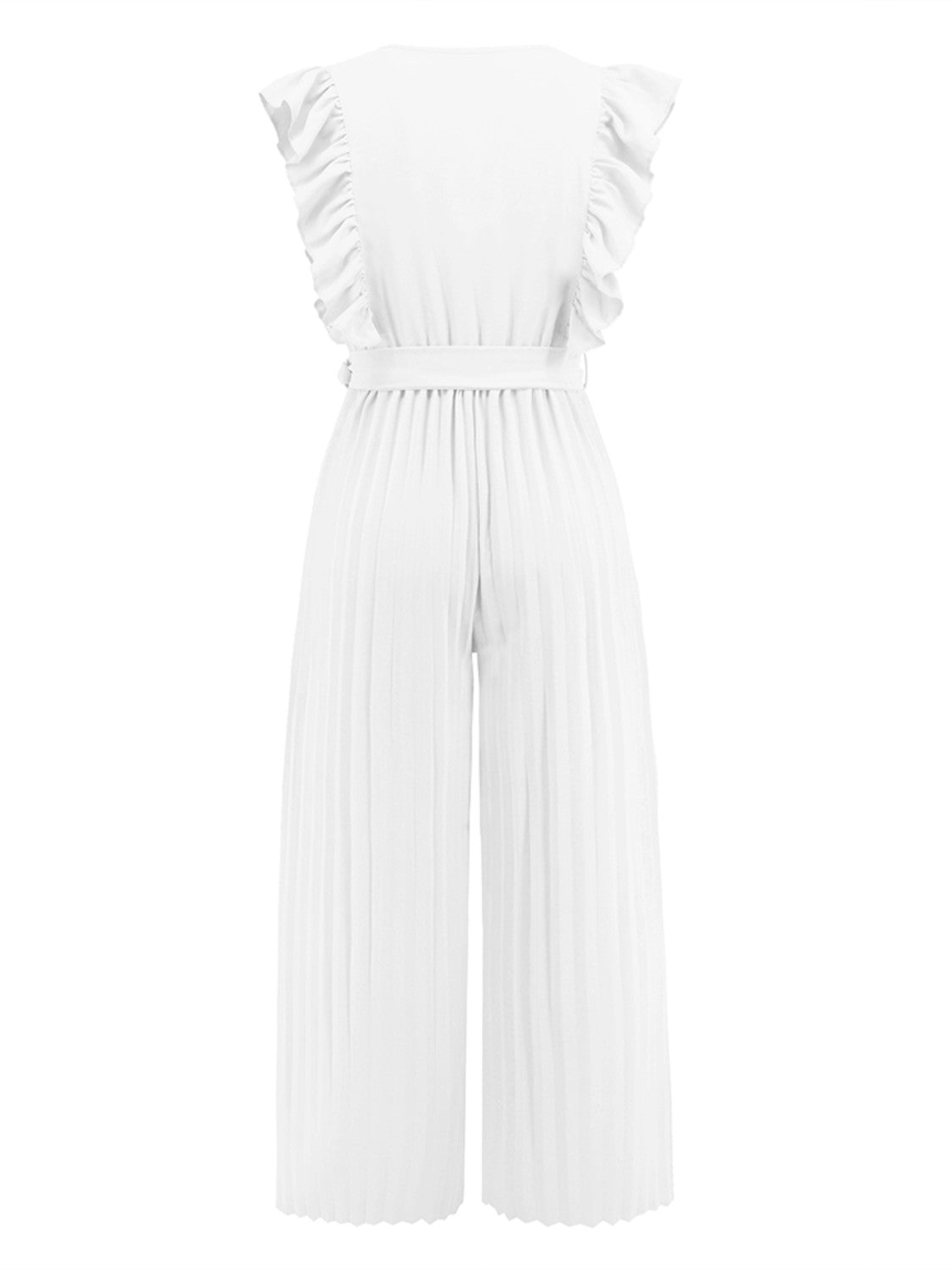Ruffled Surplice Cap Sleeve Jumpsuit - The Boutie Shop