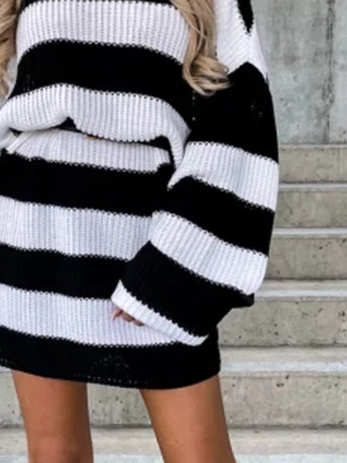Striped Turtleneck Sweater Dress - The Boutie Shop
