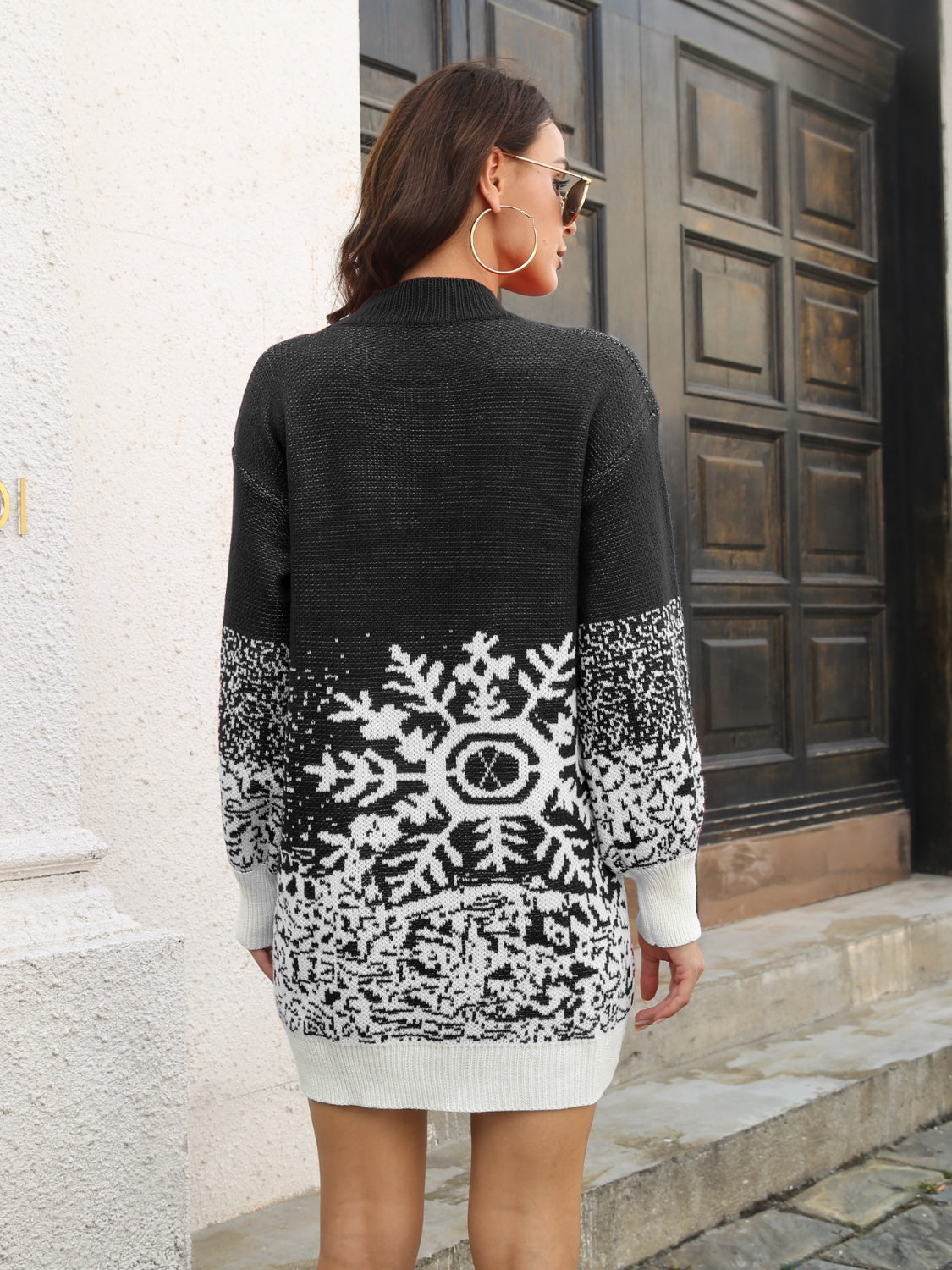 Snowflake Pattern Sweater Dress - The Boutie Shop