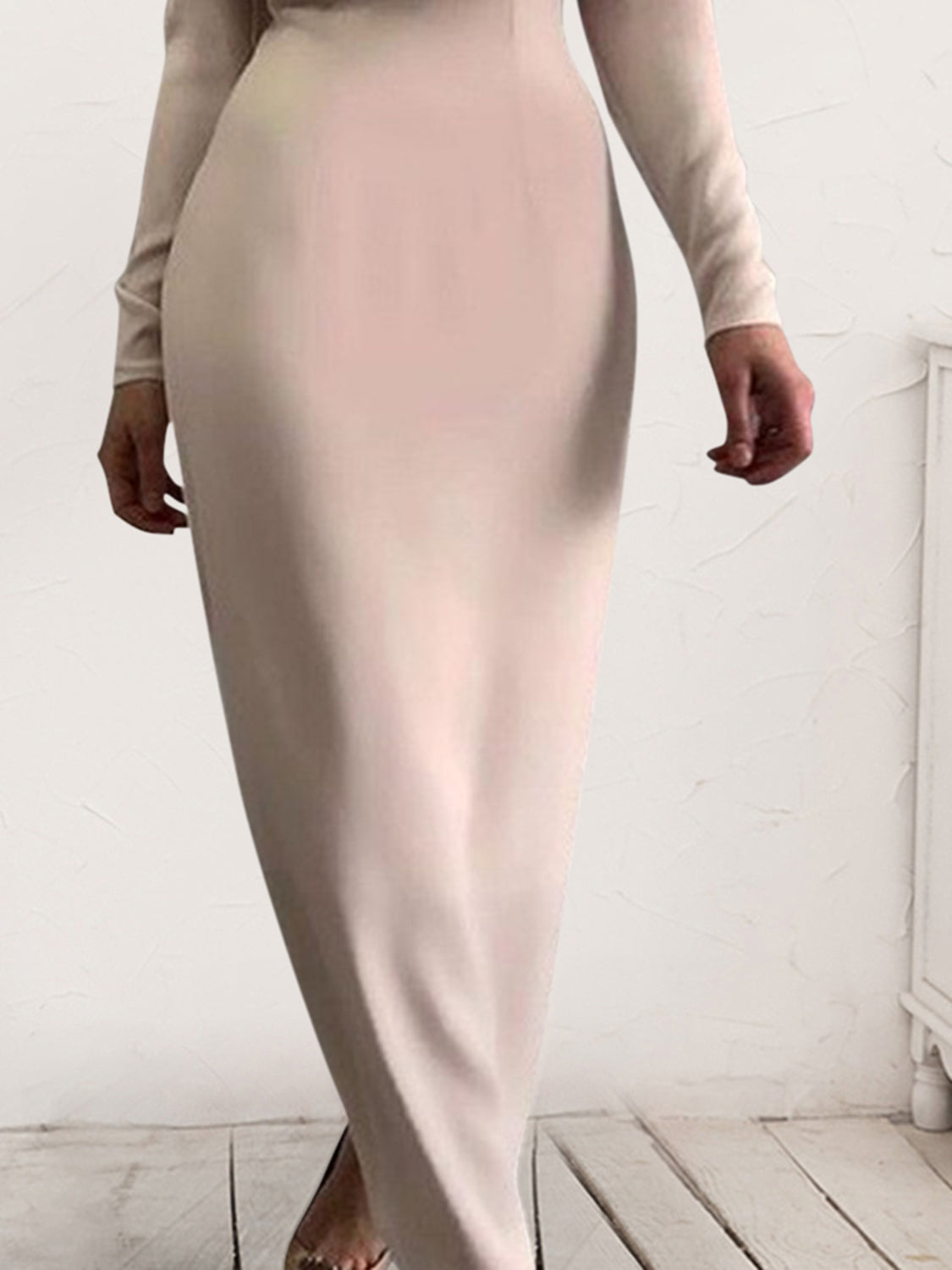 Ruched Turtleneck Long Sleeve Dress - The Boutie Shop