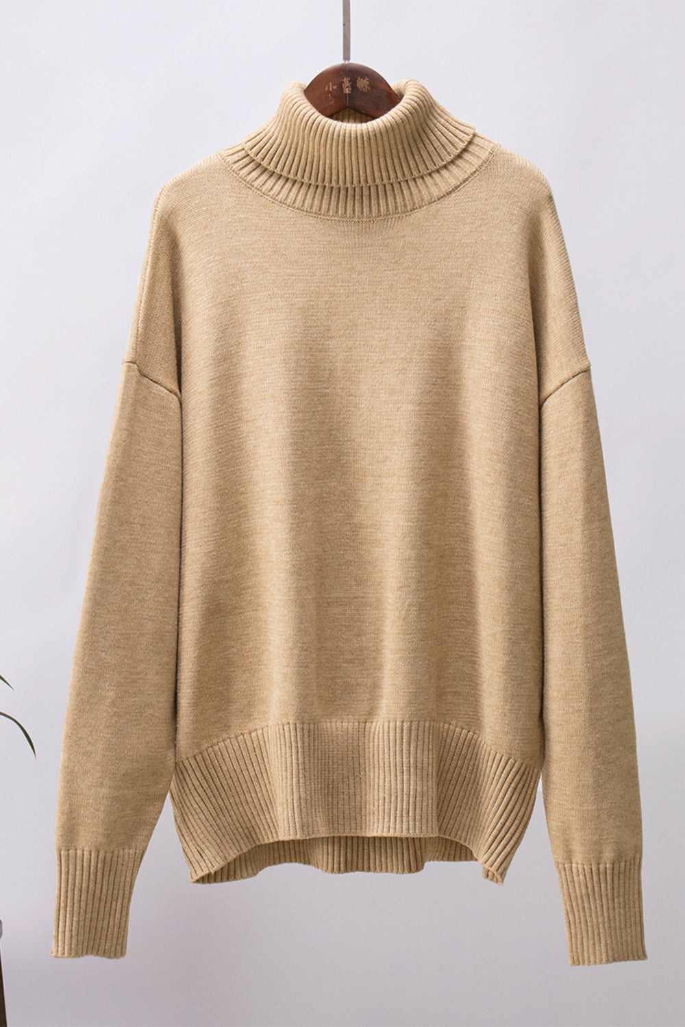 Turtle Neck Dropped Shoulder Sweater - The Boutie Shop