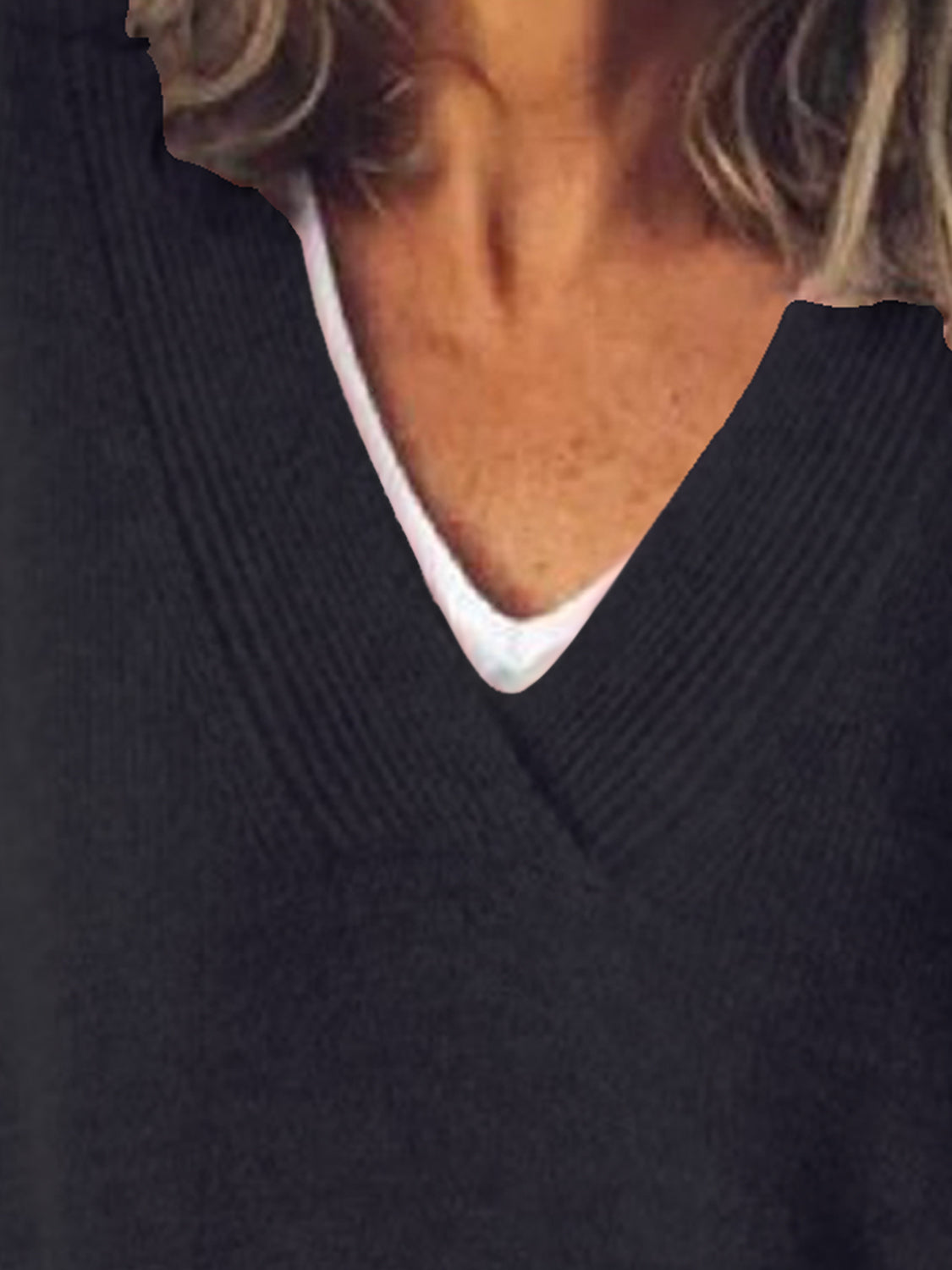 V-Neck Dropped Shoulder Sweater - The Boutie Shop