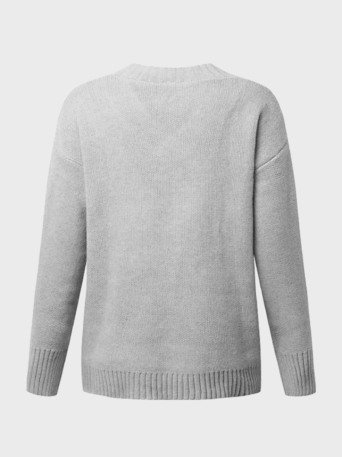V-Neck Long Sleeve Knit Top - The Boutie Shop