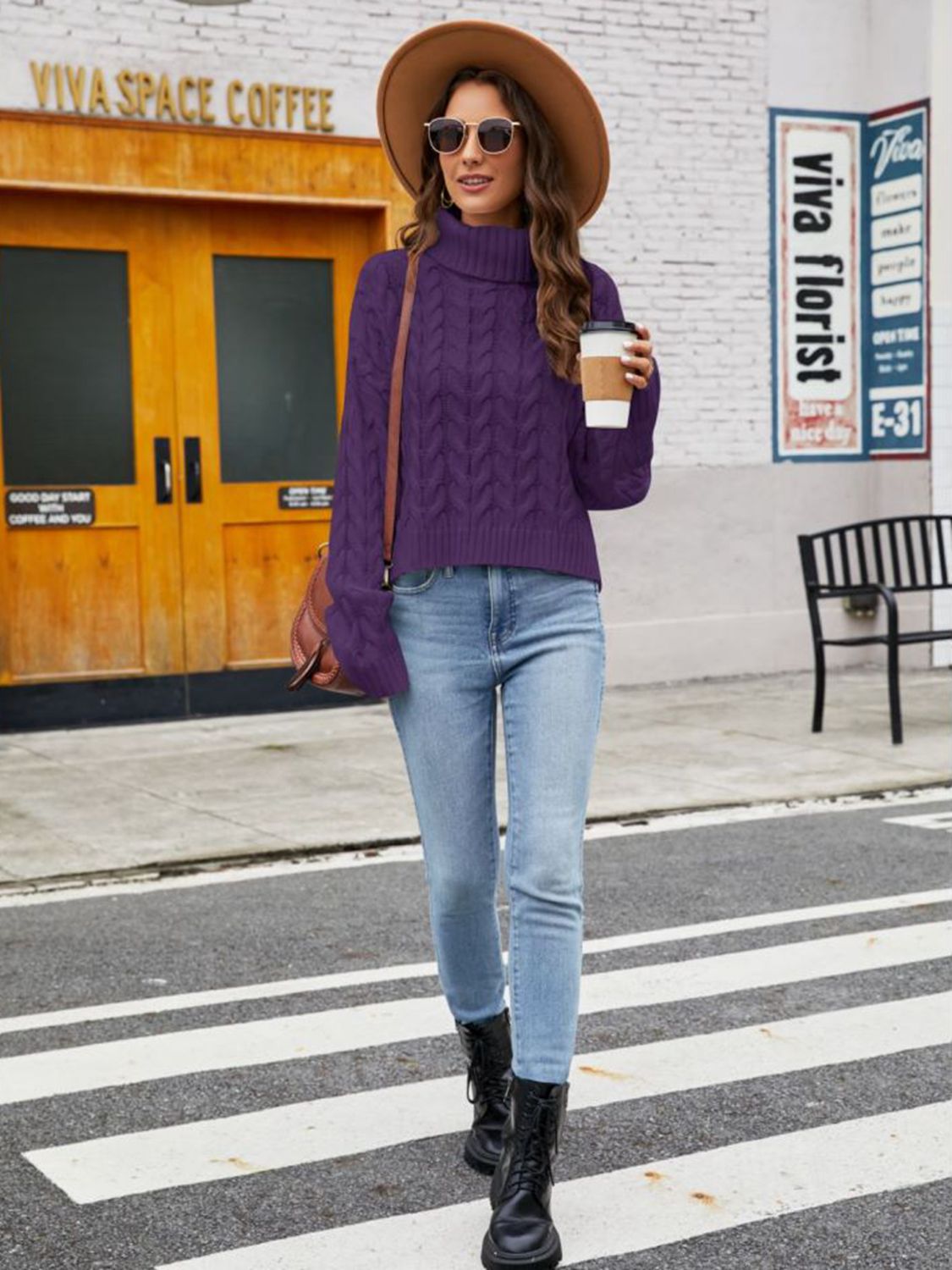 Turtle Neck Cable-Knit Sweater - The Boutie Shop