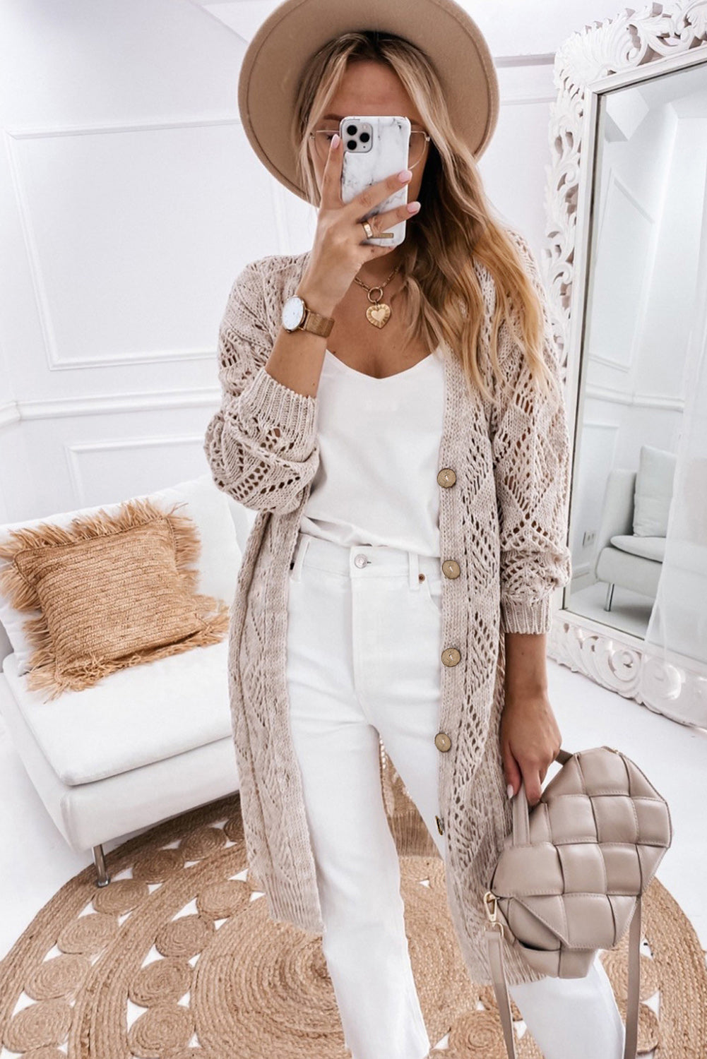 V-Neck Long Sleeve Cardigan - The Boutie Shop