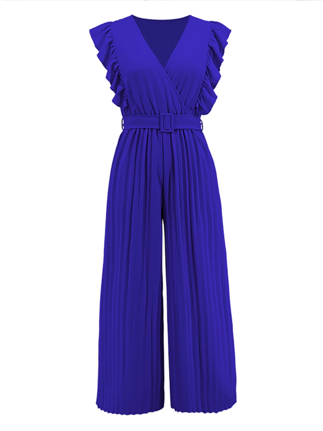 Ruffled Surplice Cap Sleeve Jumpsuit - The Boutie Shop