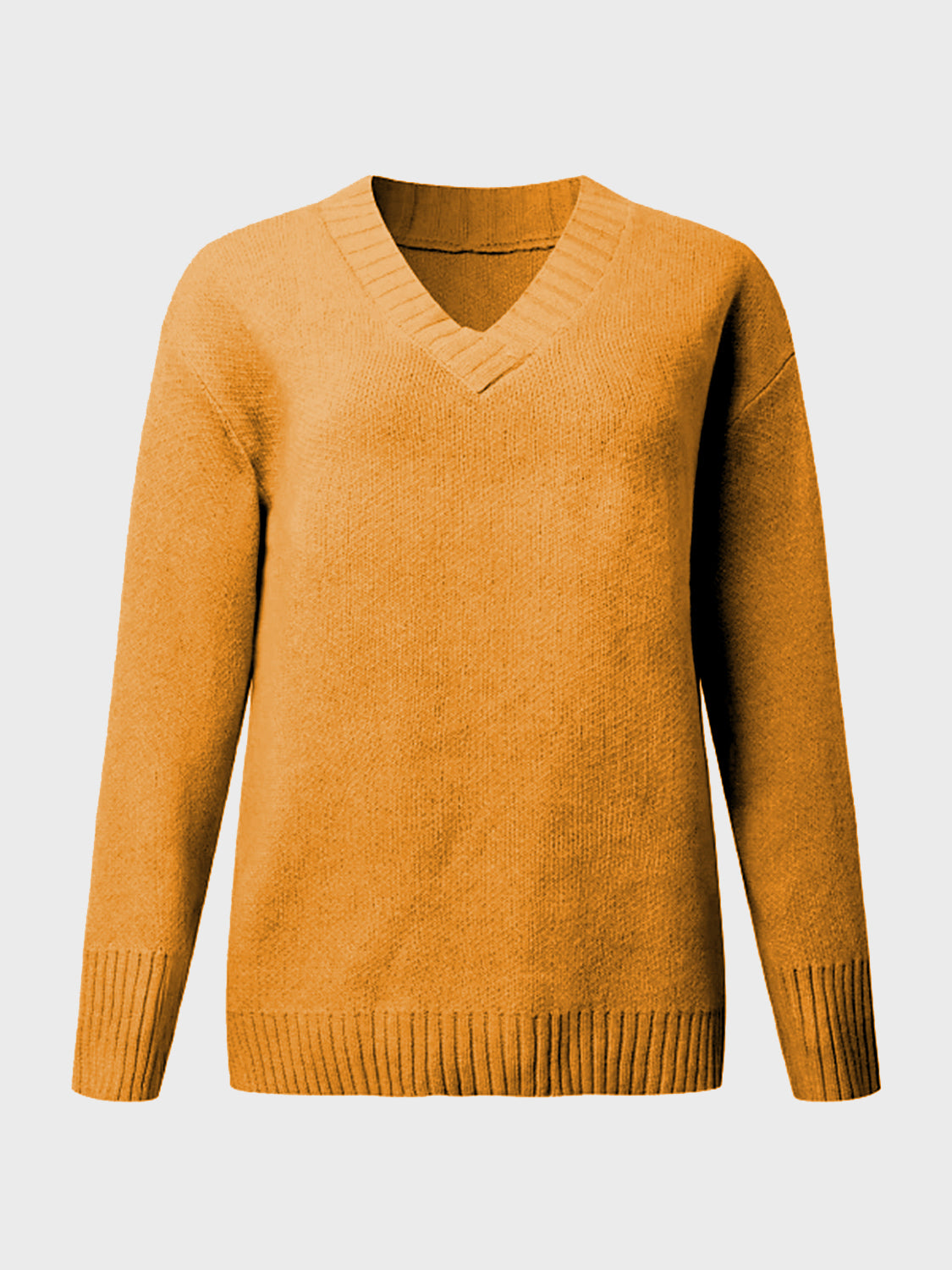 V-Neck Long Sleeve Knit Top - The Boutie Shop
