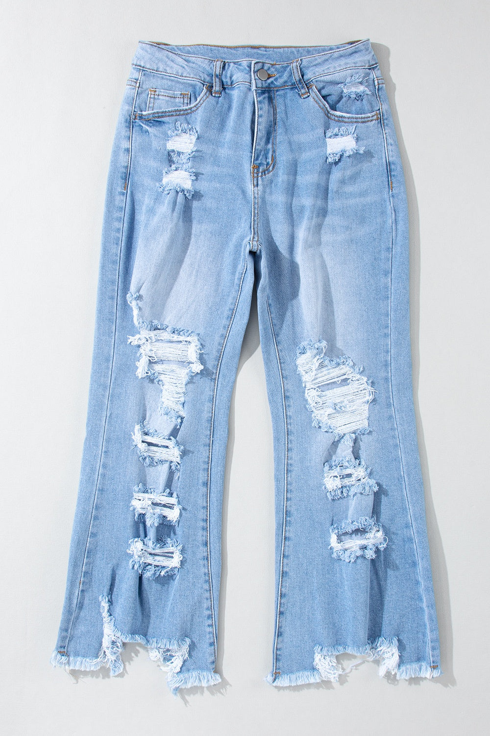 Distressed Raw Hem Jeans with Pockets - The Boutie Shop