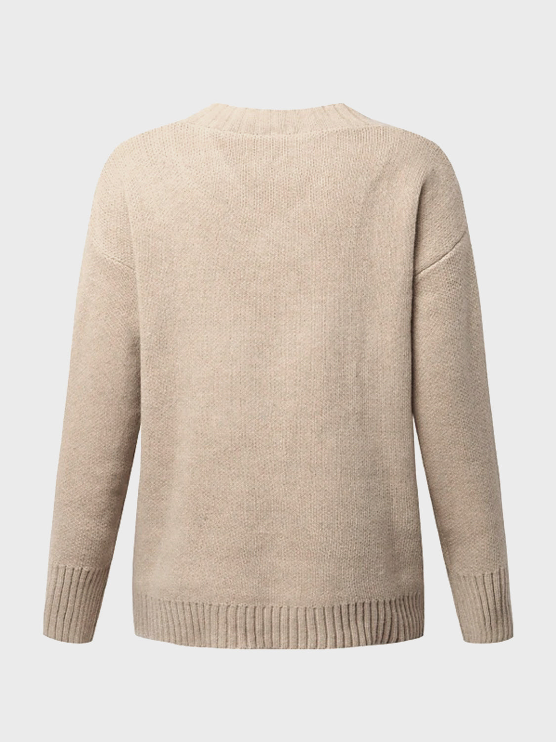 V-Neck Long Sleeve Knit Top - The Boutie Shop