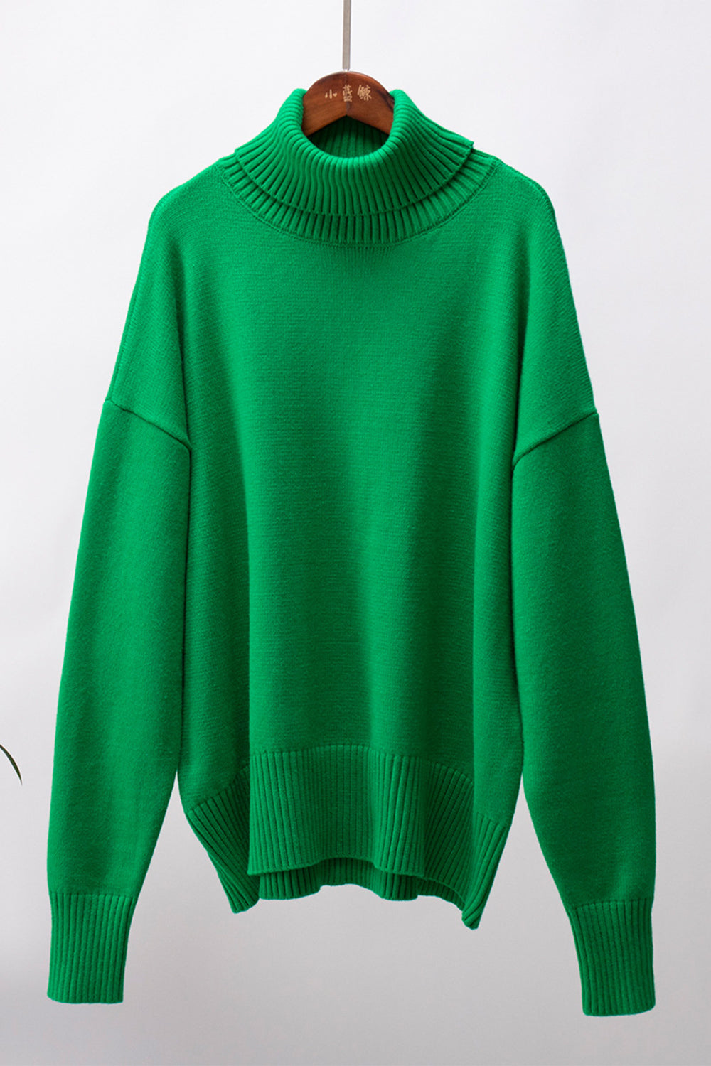 Turtle Neck Dropped Shoulder Sweater - The Boutie Shop