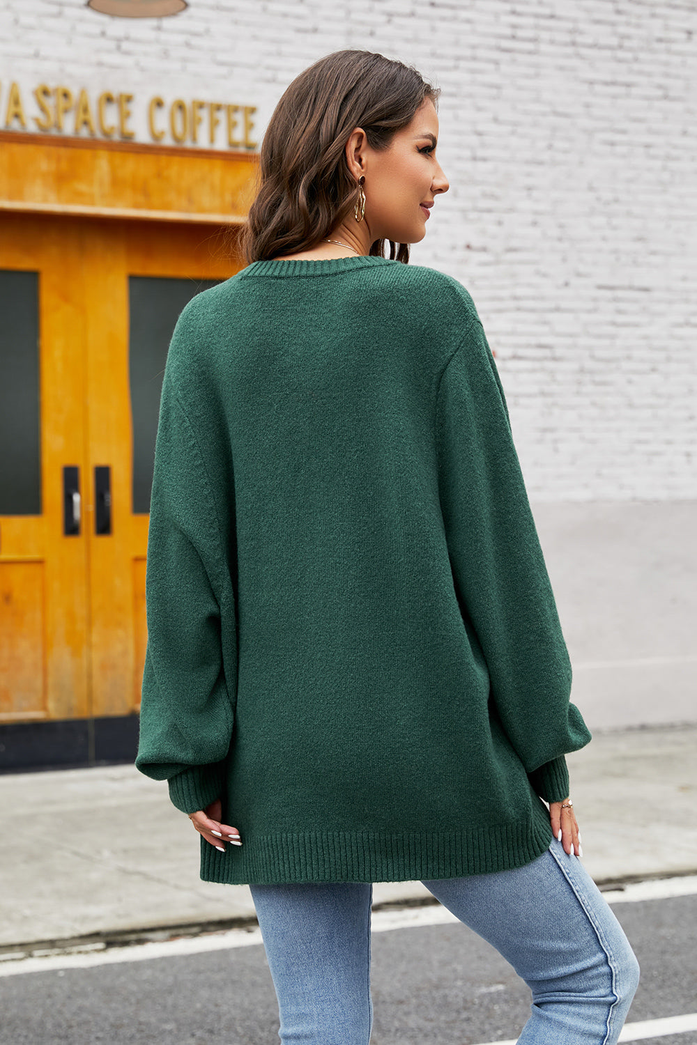 Round Neck Long Sleeve Sweater - The Boutie Shop