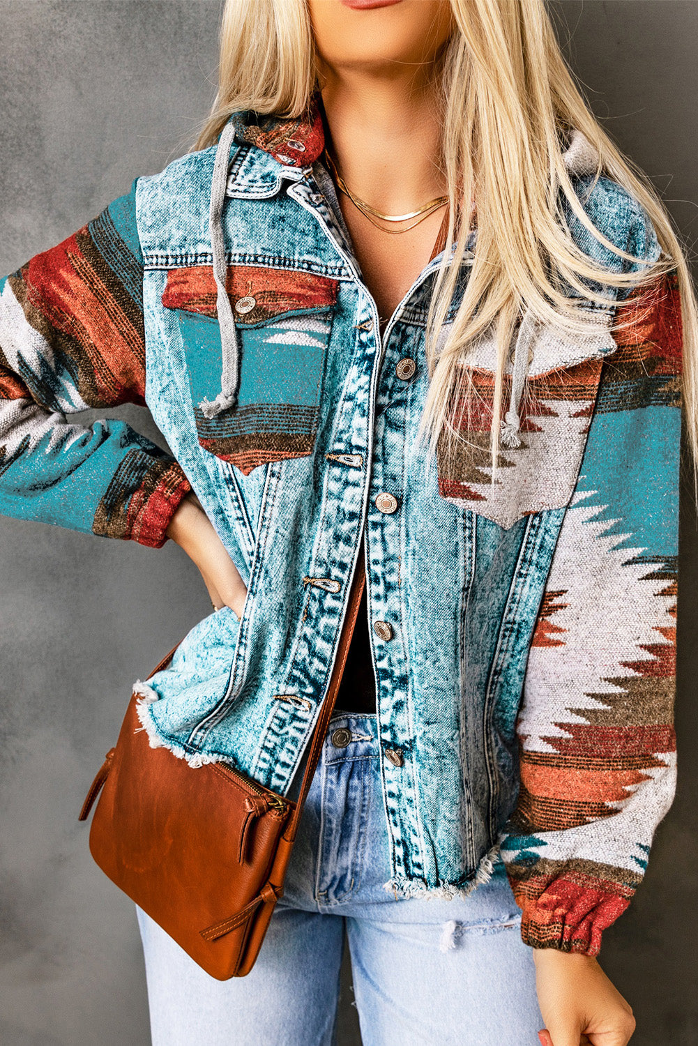 Drawstring Hooded Pocketed Denim Jacket - The Boutie Shop