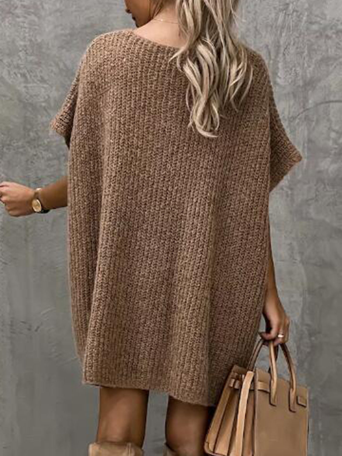Short Sleeve Sweater Dress with Pockets - The Boutie Shop