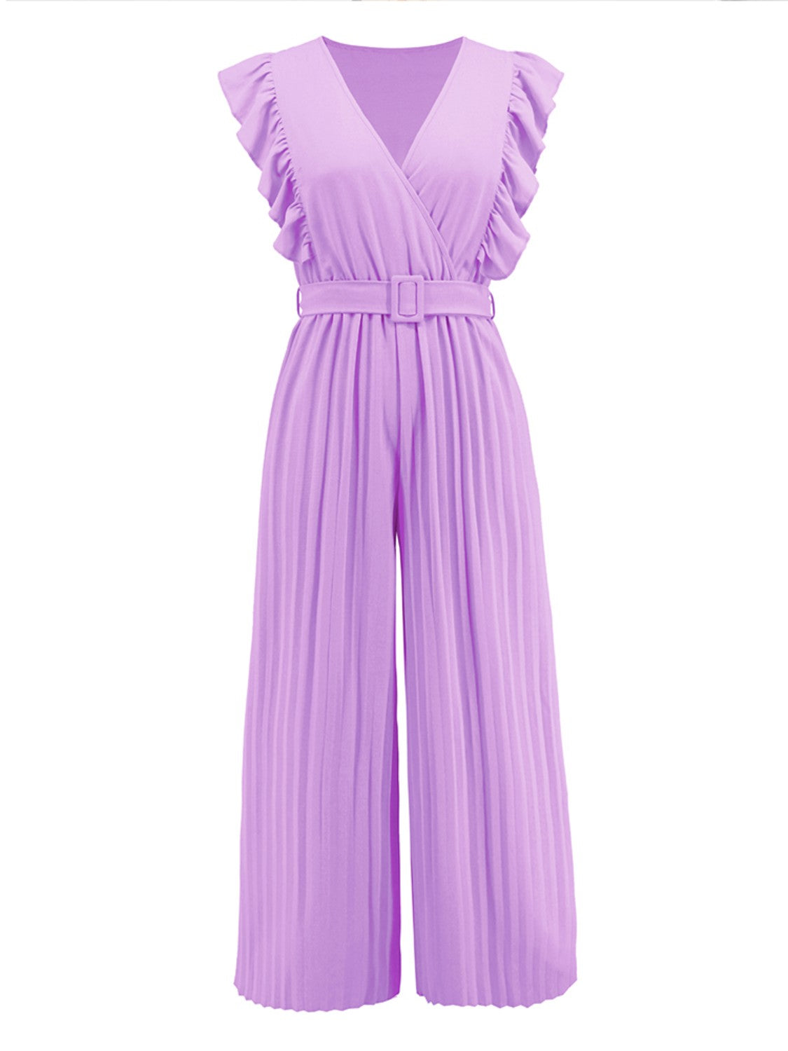 Ruffled Surplice Cap Sleeve Jumpsuit - The Boutie Shop