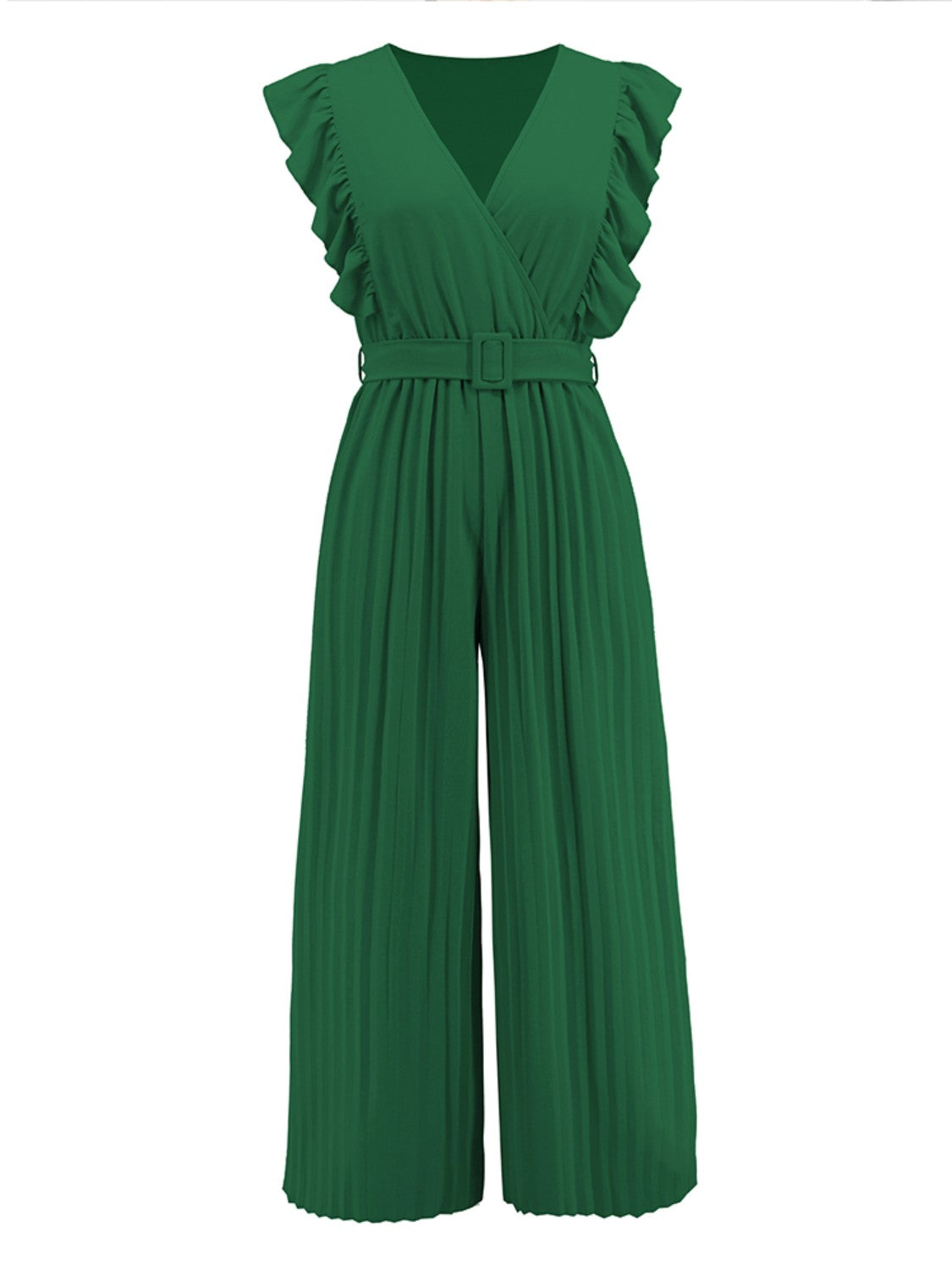 Ruffled Surplice Cap Sleeve Jumpsuit - The Boutie Shop