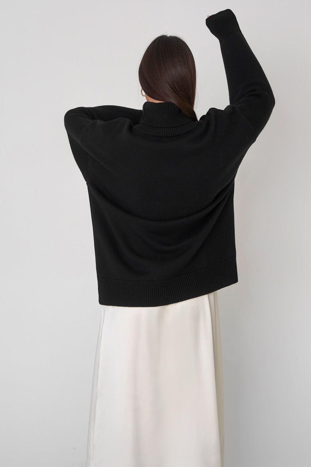 Turtle Neck Dropped Shoulder Sweater - The Boutie Shop