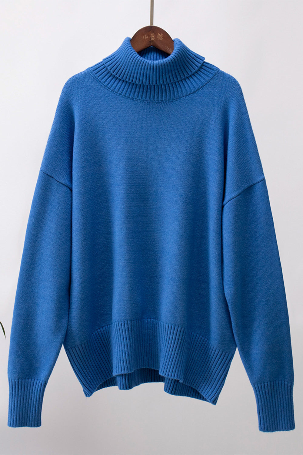 Turtle Neck Dropped Shoulder Sweater - The Boutie Shop