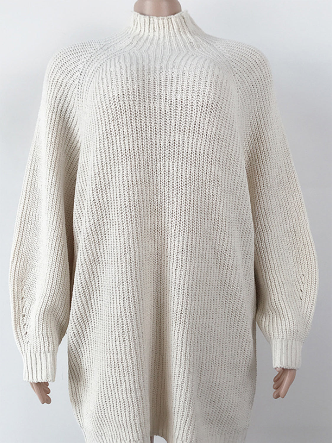 Mock Neck Dropped Shoulder Sweater Dress - The Boutie Shop
