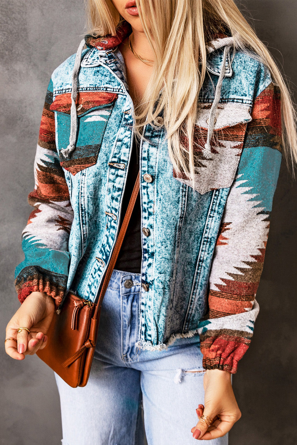 Drawstring Hooded Pocketed Denim Jacket - The Boutie Shop