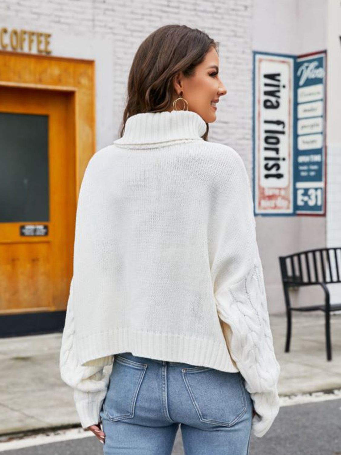 Turtle Neck Cable-Knit Sweater - The Boutie Shop