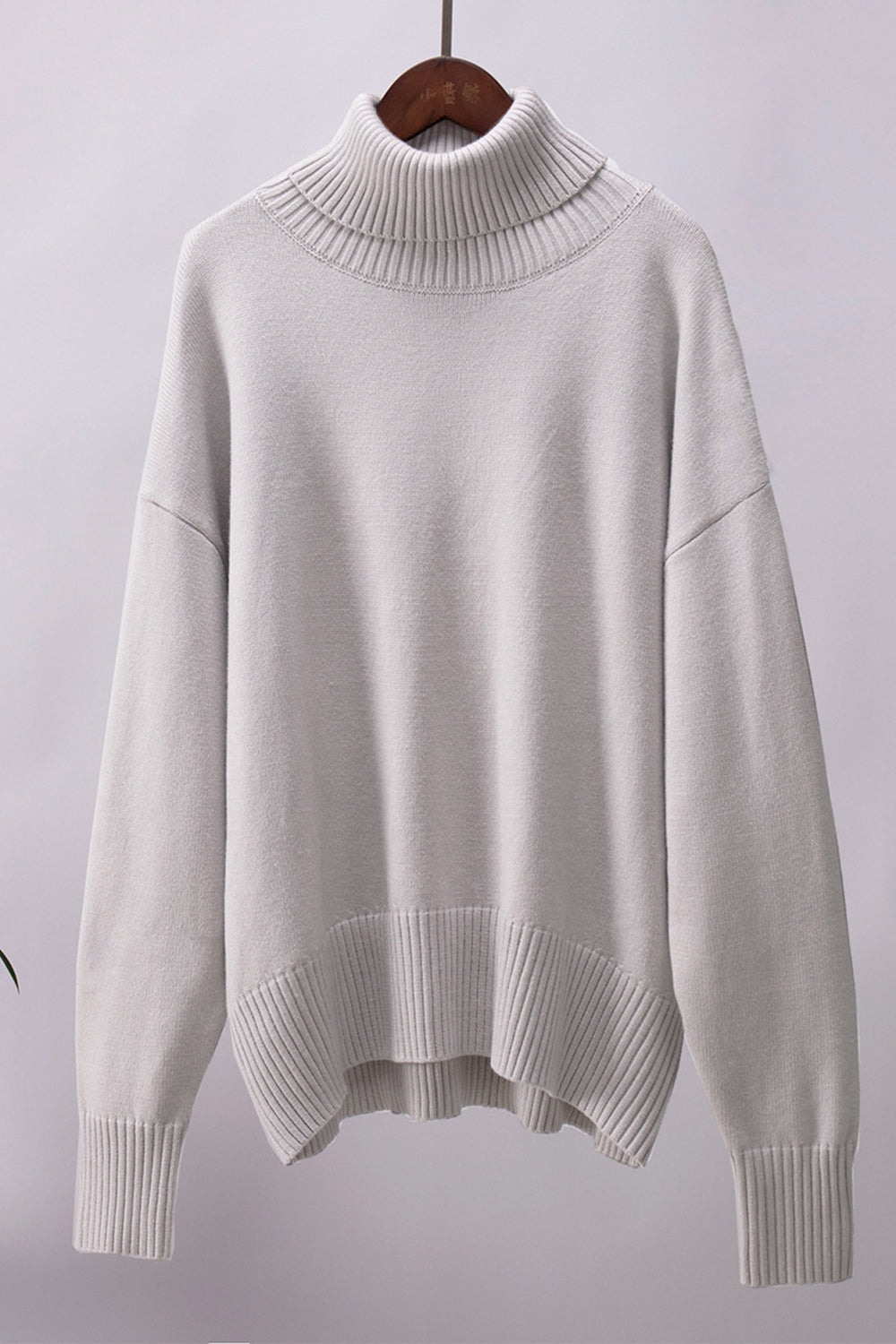 Turtle Neck Dropped Shoulder Sweater - The Boutie Shop