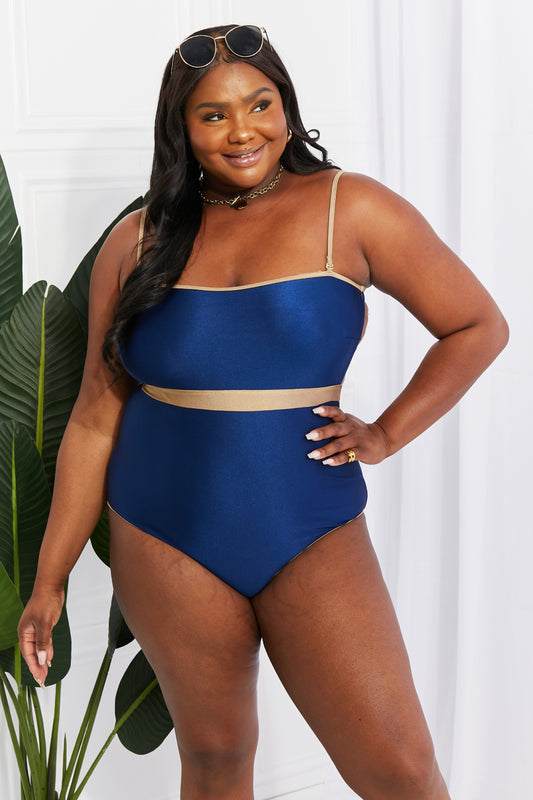 Marina West Swim Wave Break Contrast Trim One-Piece - The Boutie Shop