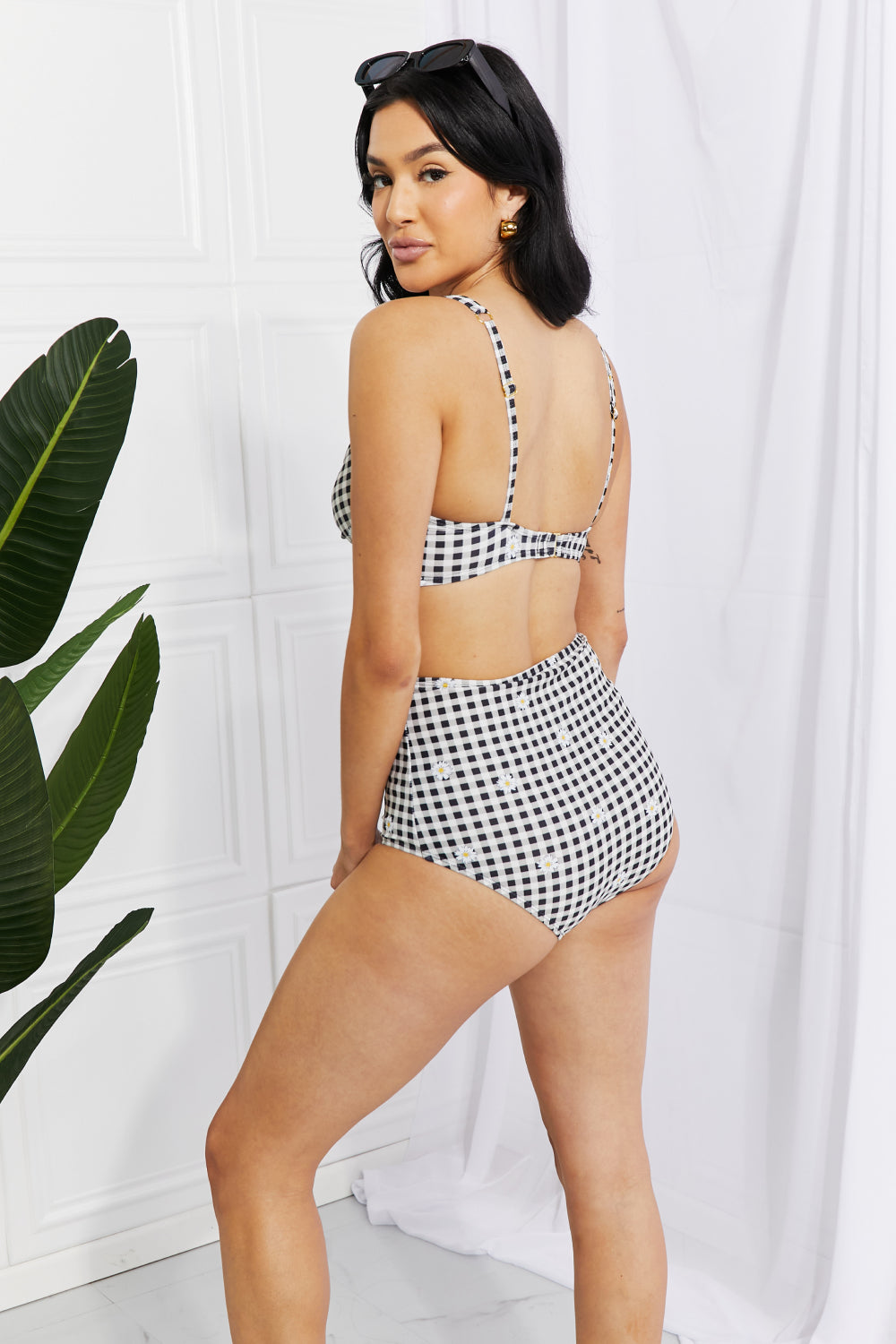 Marina West Swim Take A Dip Twist High-Rise Bikini in Black - The Boutie Shop