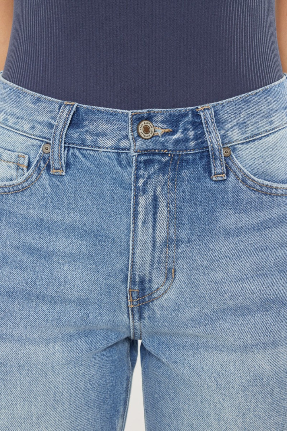 Kancan High Waist Chewed Up Straight Mom Jeans - The Boutie Shop