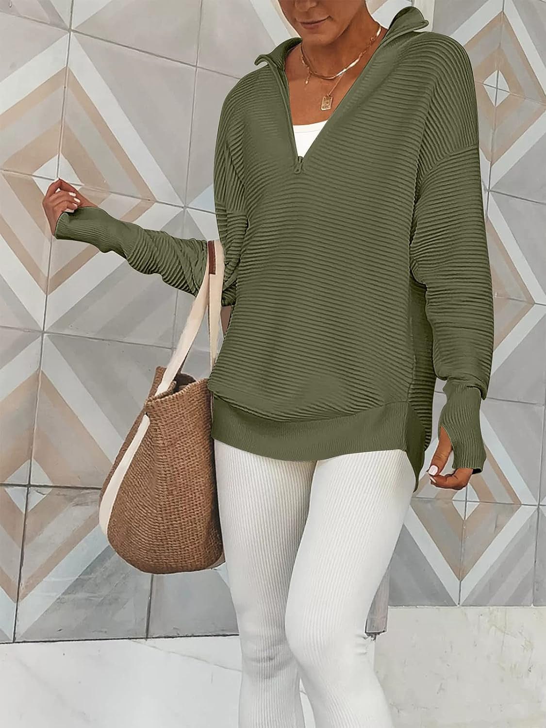 Half Zip Long Sleeve Knit Top - The Boutie Shop