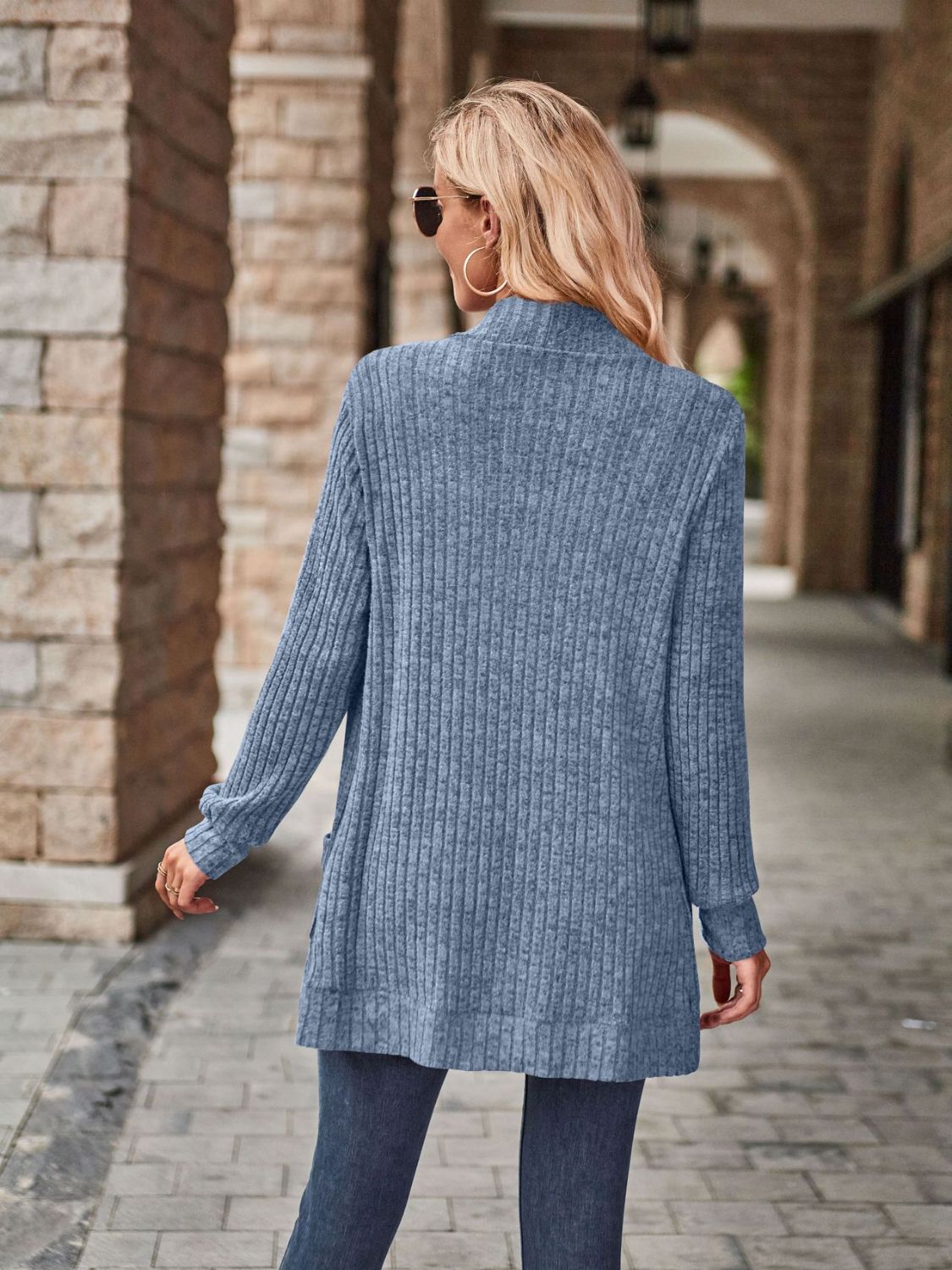 Open Front Cardigan with Pockets - The Boutie Shop