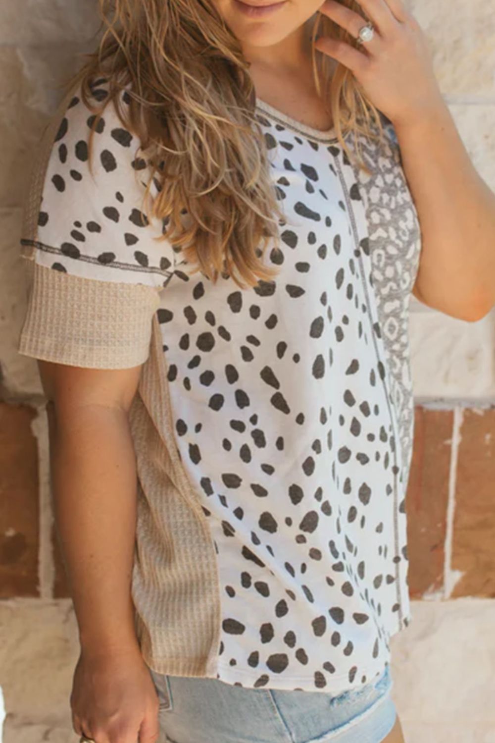 Plus Size Leopard V-Neck Short Sleeve T-Shirt - The Boutie Shop