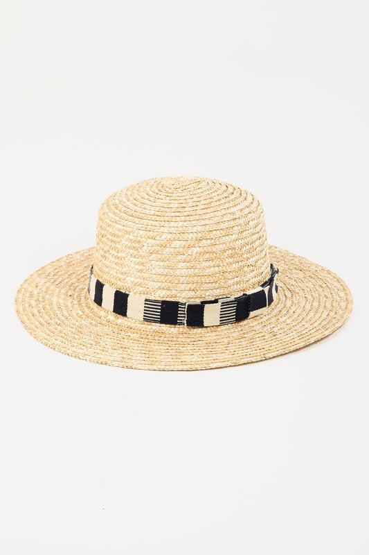 Fame Strap Wide Brim Straw Hat - The Boutie Shop