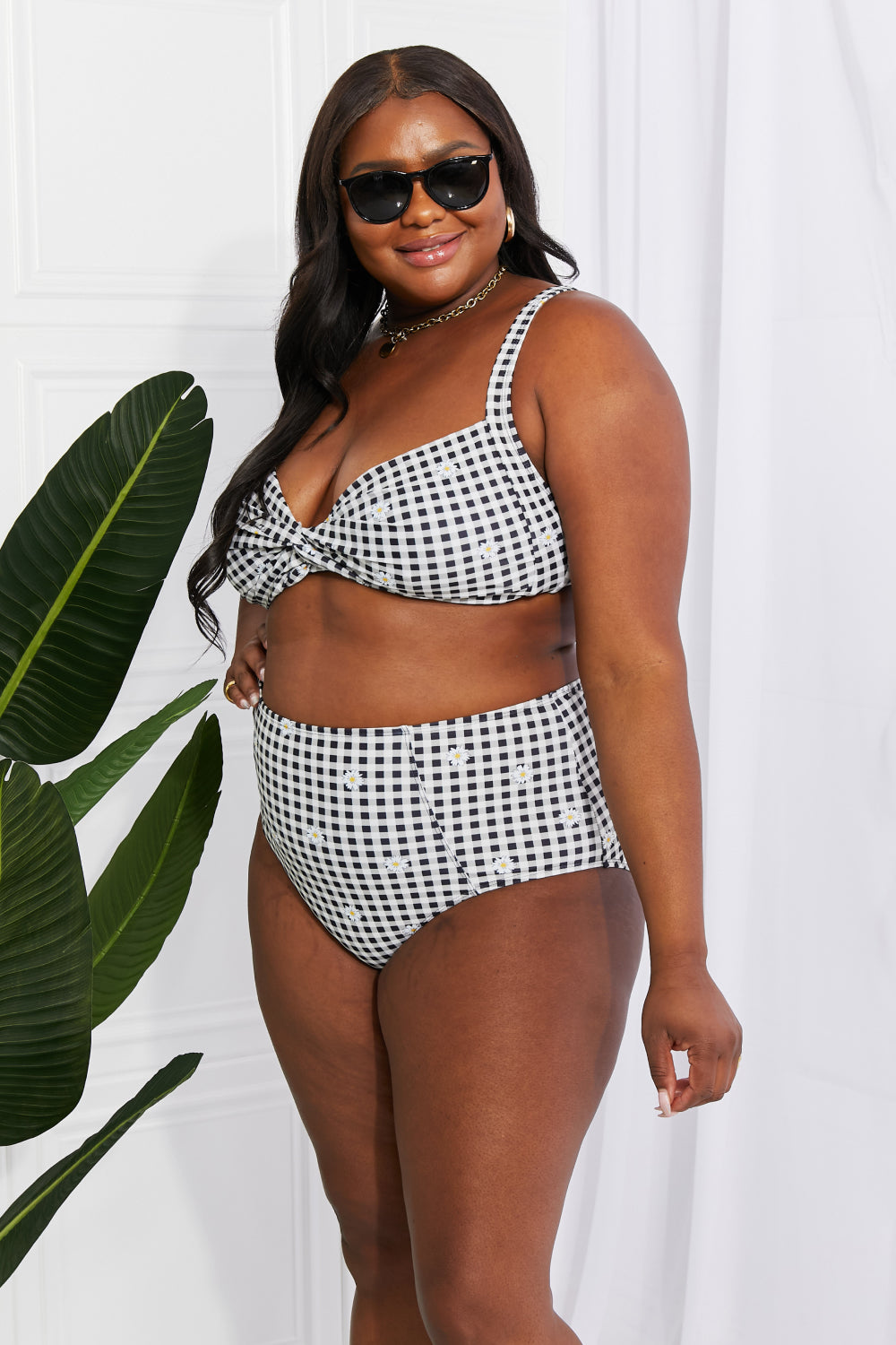 Marina West Swim Take A Dip Twist High-Rise Bikini in Black - The Boutie Shop