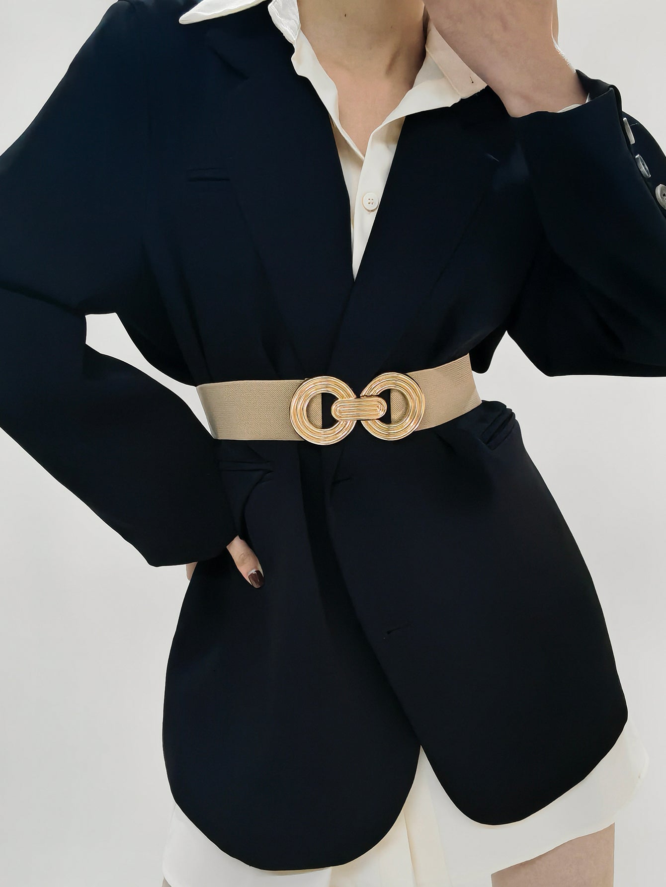 Geometric Buckle Elastic Wide Belt - The Boutie Shop