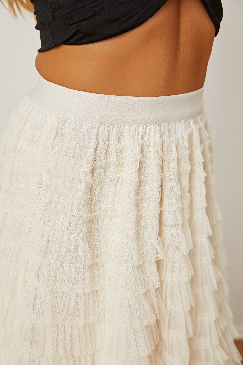 Ruched High Waist Tiered Skirt - The Boutie Shop